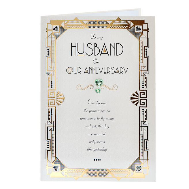 Husband Art Deco Wedding Anniversary Card