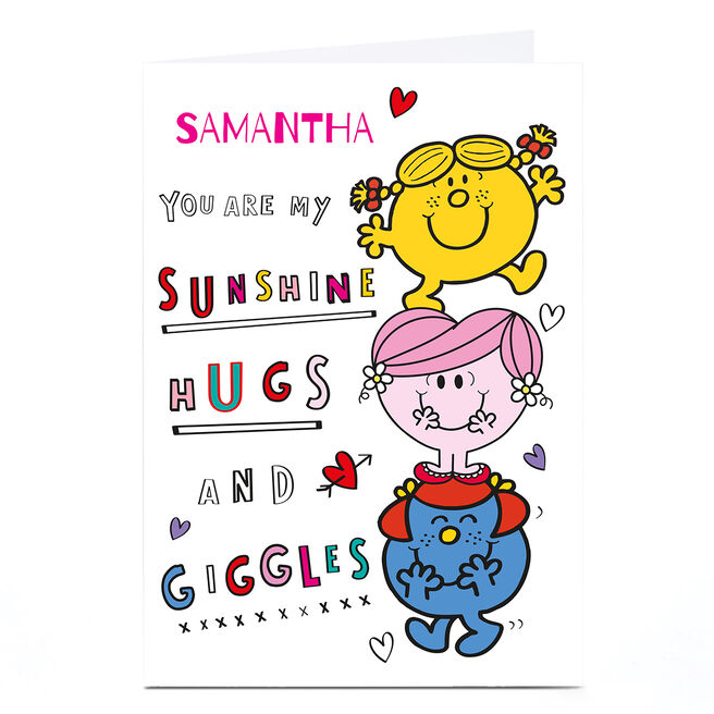 Personalised Mr Men Valentine's Day Card - You Are My Sunshine, Hugs and Giggles