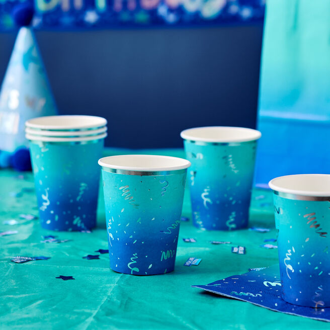 Blue Ombre Paper Cups - Pack of 10