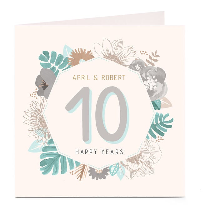 Personalised Anniversary Card - Palms and Flowers