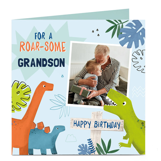Photo Birthday Card - Roar-some Dinosaurs
