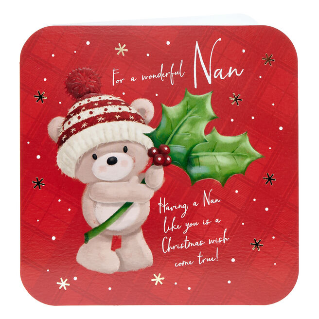 Nan Hugs & Holly Christmas Card