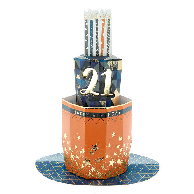 3d Pop-Out 21st Birthday Card - Birthday Cake