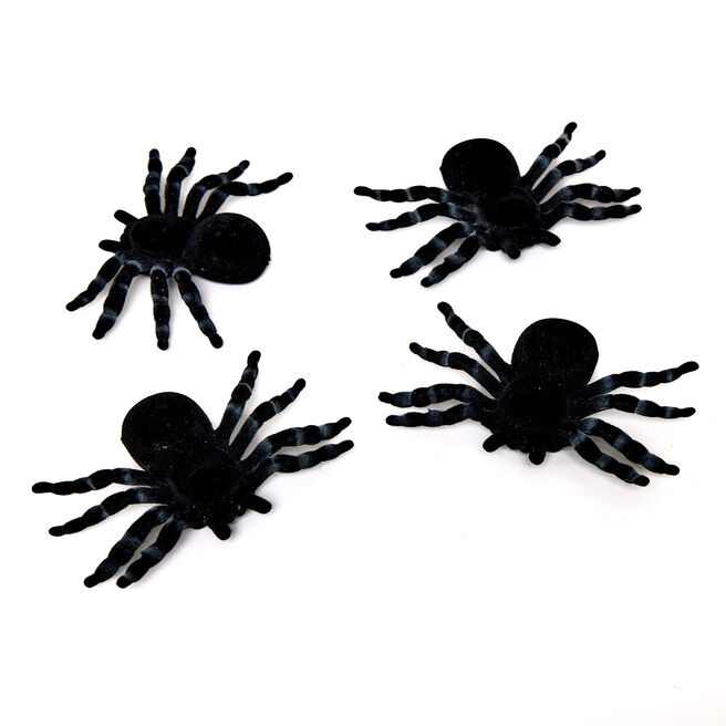 Flocked Spider Decorations - Pack of 4
