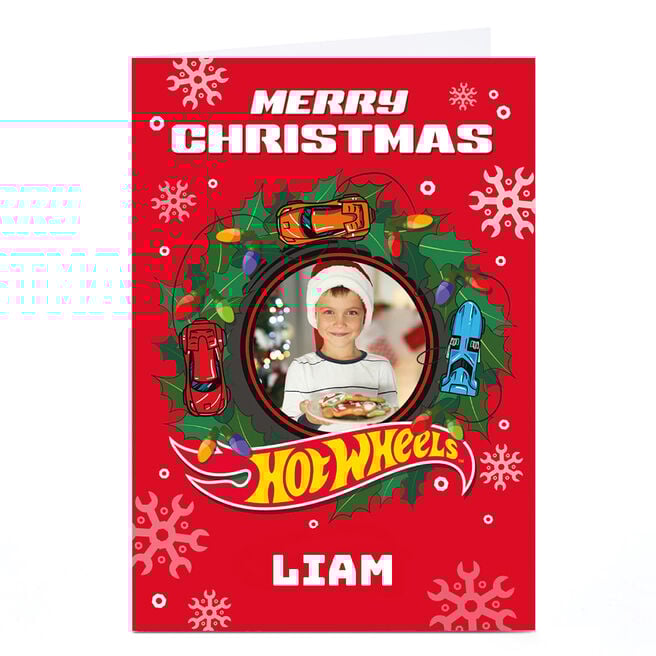 Photo HotWheels Christmas Card - Hot Wheels Wreath, Any Name
