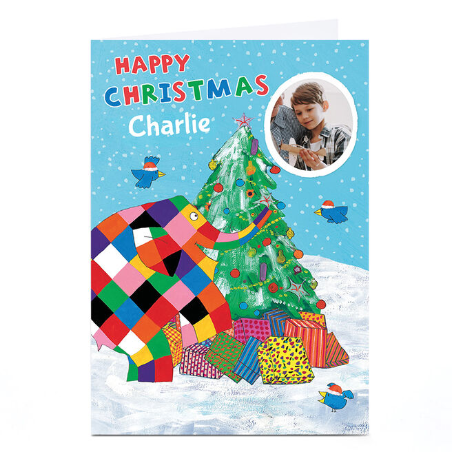 Photo Elmer The Elephant Christmas Card - Happy Christmas