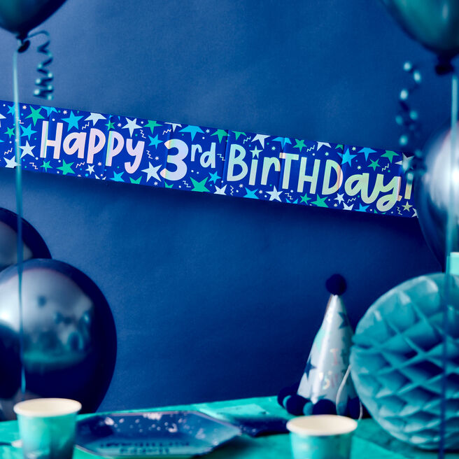 Happy 3rd Birthday Banner - Blue