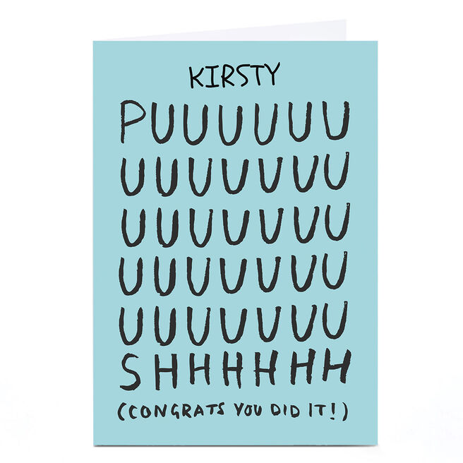 Personalised Whale & Bird New Baby Card - Puuuuuuush