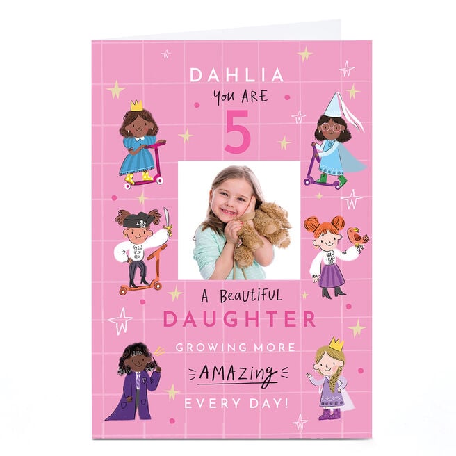 Personalised Birthday Card - Growing More Amazing Every Day, Daughter, Editable Age