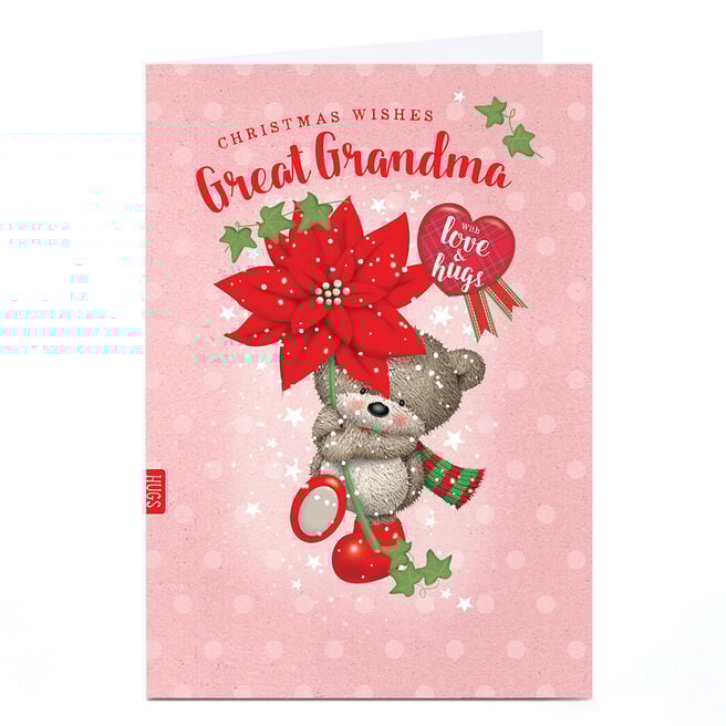 Hugs Christmas Card - Poinsettia Flower, Great Grandma