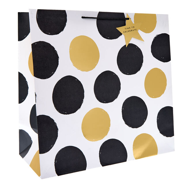 Black & Gold Spots Giant Square Gift Bag