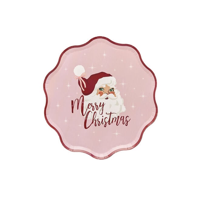 Vintage Santa Paper Plates - Pack of 8