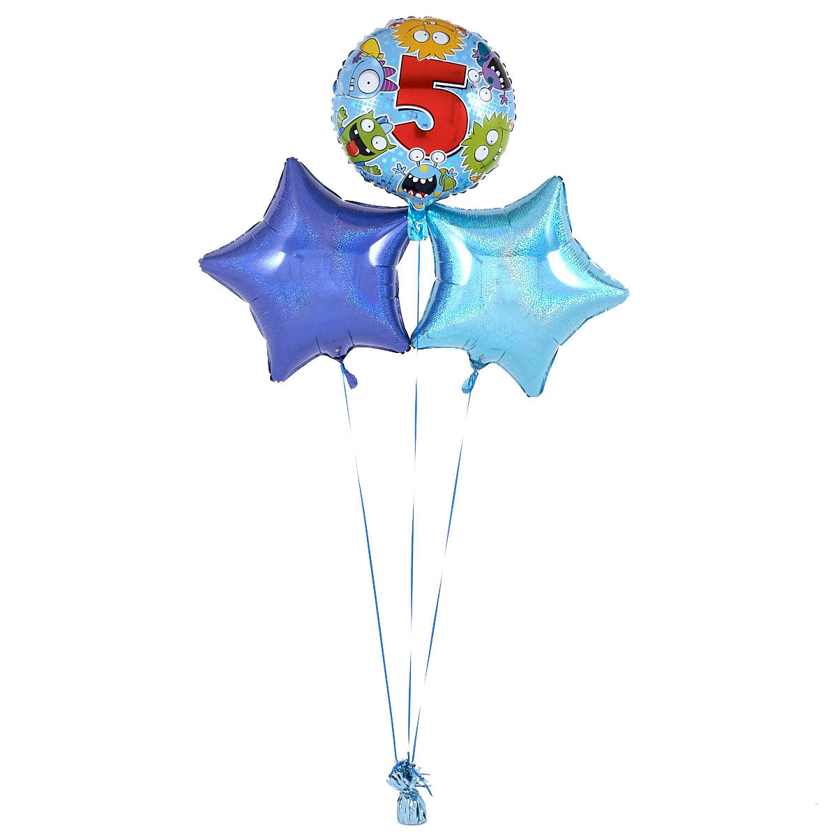 5th Birthday Monster Blue Balloon Bouquet - DELIVERED INFLATED!