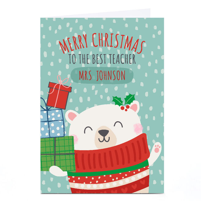 Personalised Bev Hopwood Christmas Card - Merry Christmas To The Best Teacher