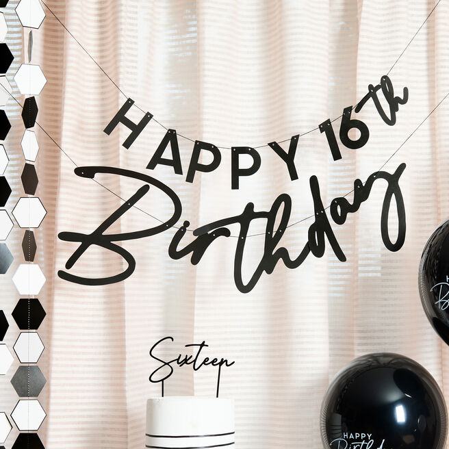 Black Happy Birthday Customisable Card Banner