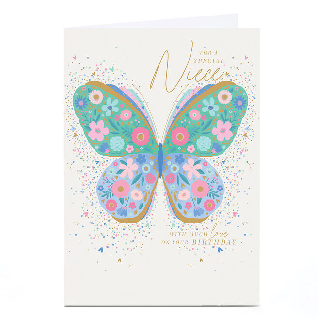 Personalised Birthday Card - Floral Butterfly, Niece