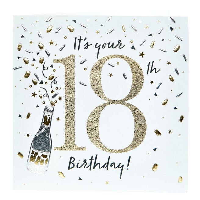Platinum Collection 18th Birthday Card - White & Gold