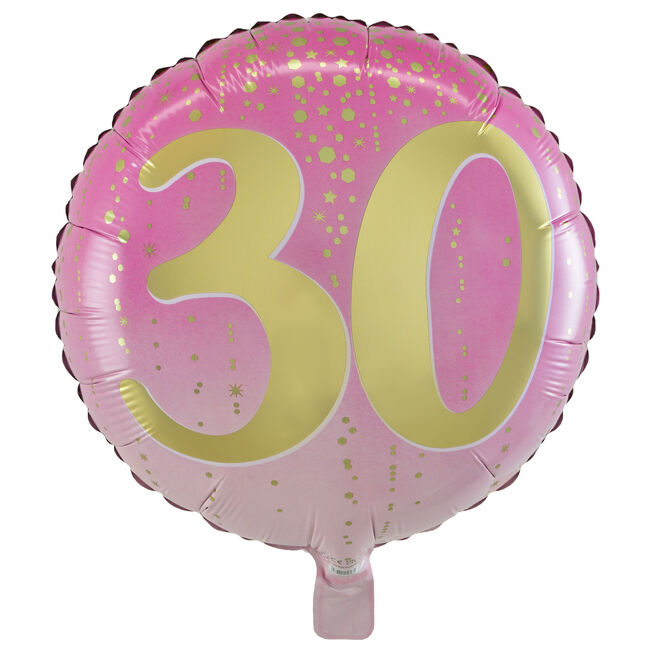 18-Inch Pink & Gold 30th Birthday Foil Helium Balloon