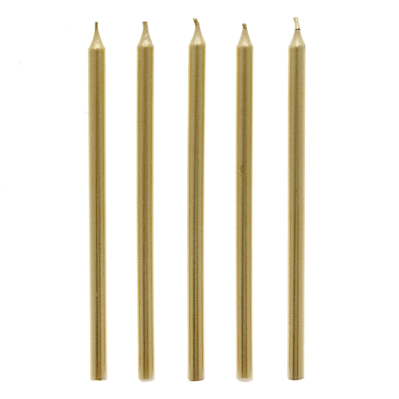 Buy Tall Metallic Gold Cake Candles & Holders Pack of 10 for GBP 2.79