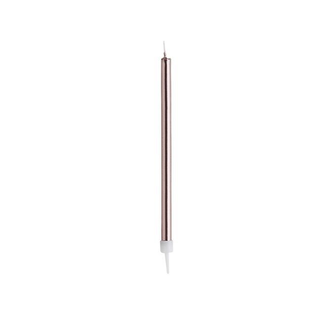 Rose Gold Skinny Cake Candles - Pack of 12