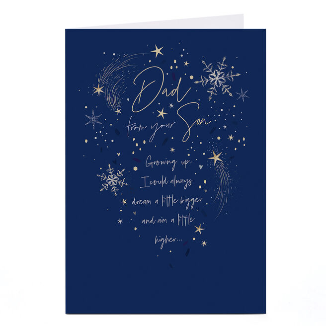 Christmas Card - Dad from Son Message in Stars and Snowflakes