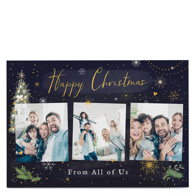 Photo Christmas Card - From All of Us 3 Frames