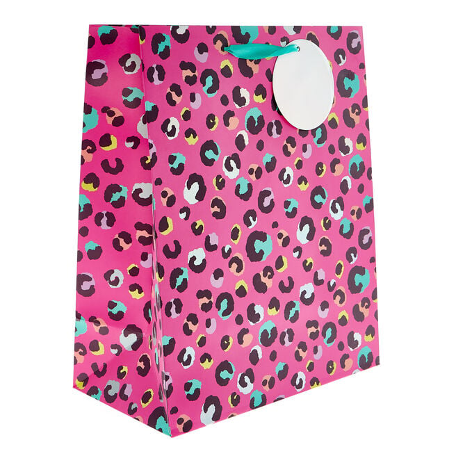 Large Portrait Gift Bag - Pink Leopard Print