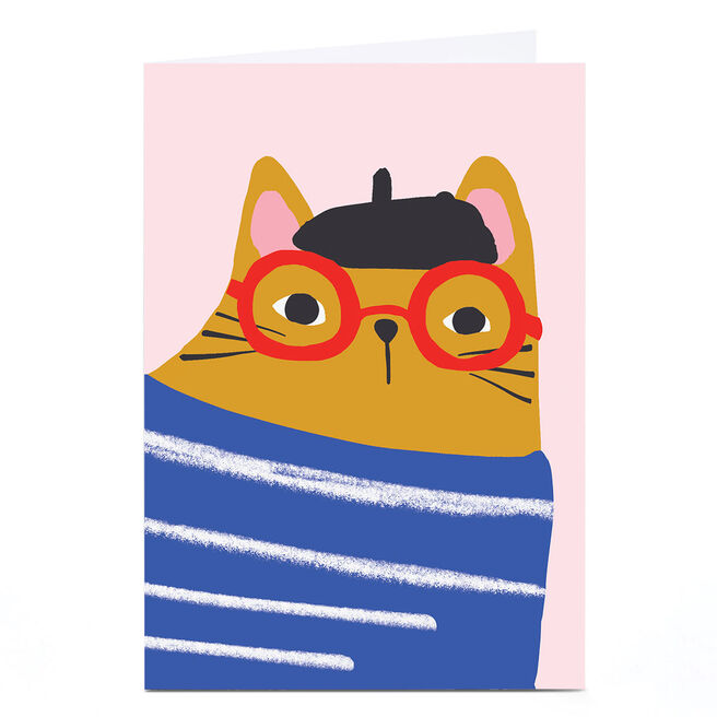 Personalised Birthday Card - Cat in Beret