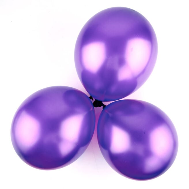 Metallic Violet Latex Balloons - Pack Of 6