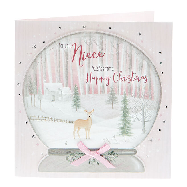 Boutique Christmas Card - Niece Snow Globe