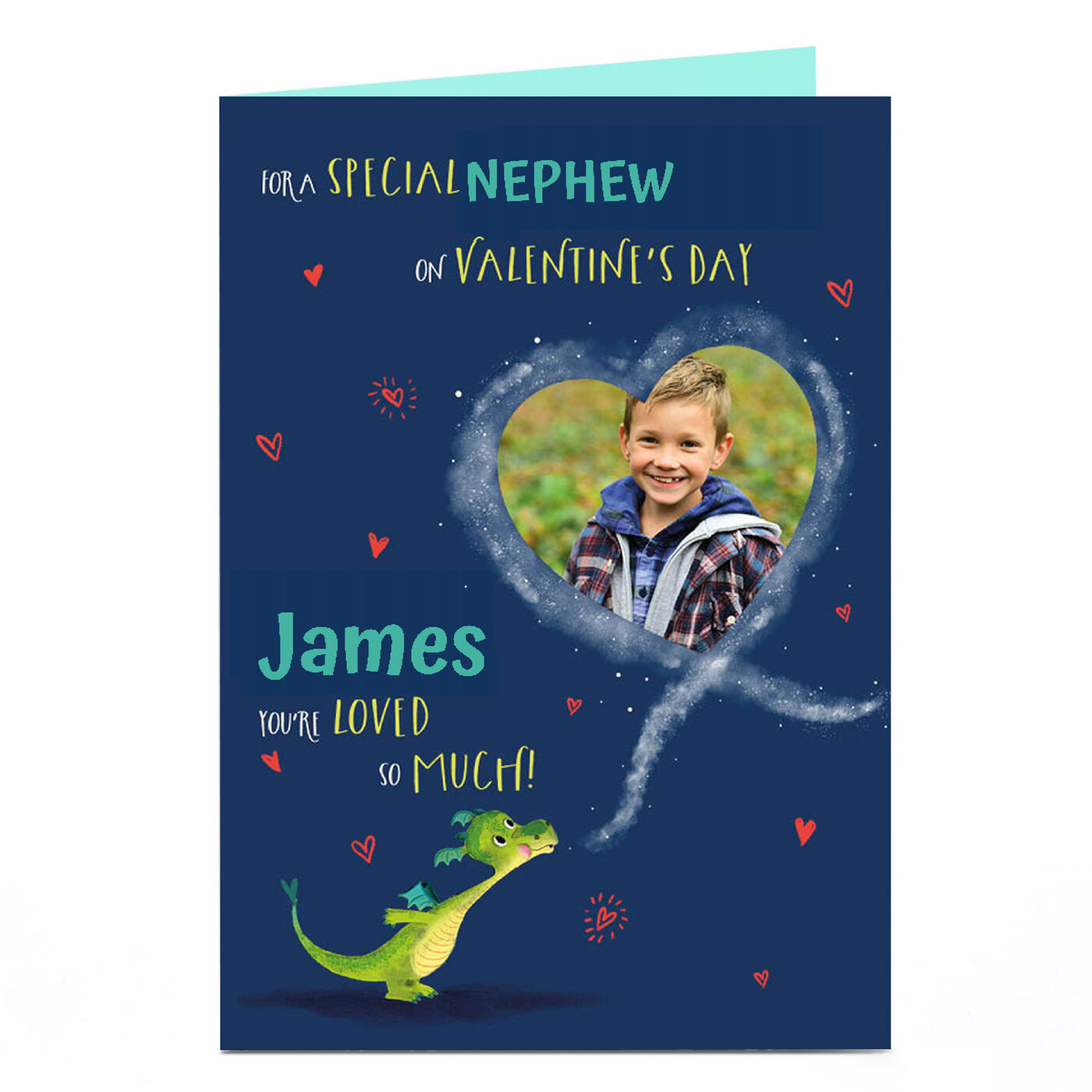 Buy Photo Valentine's Day Card Dragon Blowing Heart, Nephew for GBP 1