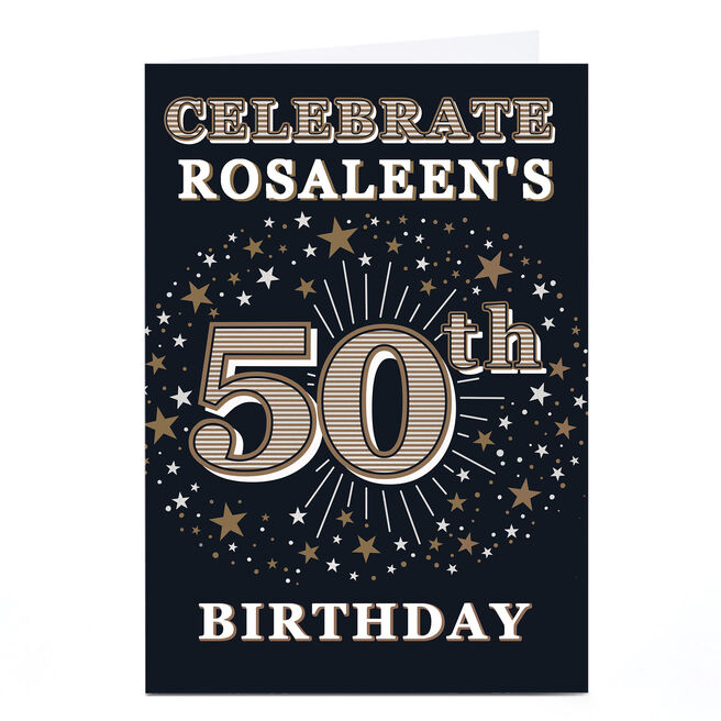 Personalised 50th Birthday Invitation - Gold Stars