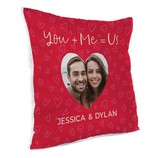 Personalised Photo Cushion - You + Me = Us