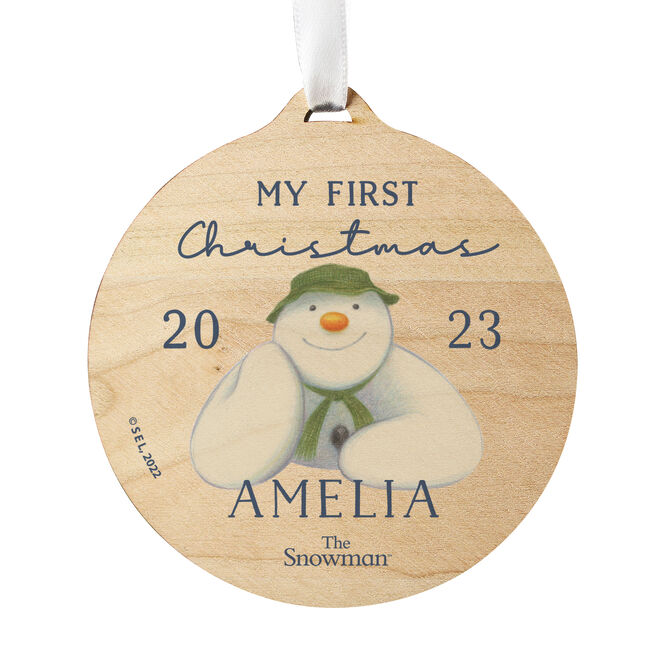 Personalised The Snowman My First Christmas Wooden Decoration