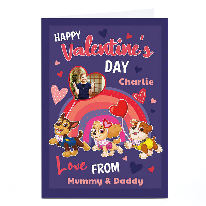 Photo Paw Patrol Valentine's Day Card - Rainbow Any Name