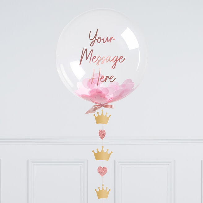Personalised Princess Confetti Bubble Balloon - Delivered Inflated!