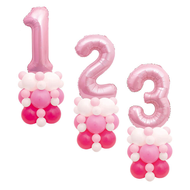 Pink 51-Inch Air-Fill Balloon Stack Set 0-9 - UNINFLATED 
