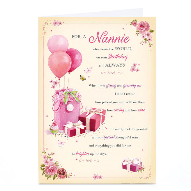 Personalised Birthday Card - On Your Birthday and Always Poem, Nannie