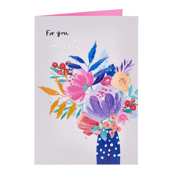 Aunt Flowers in Vase Mother's Day Card