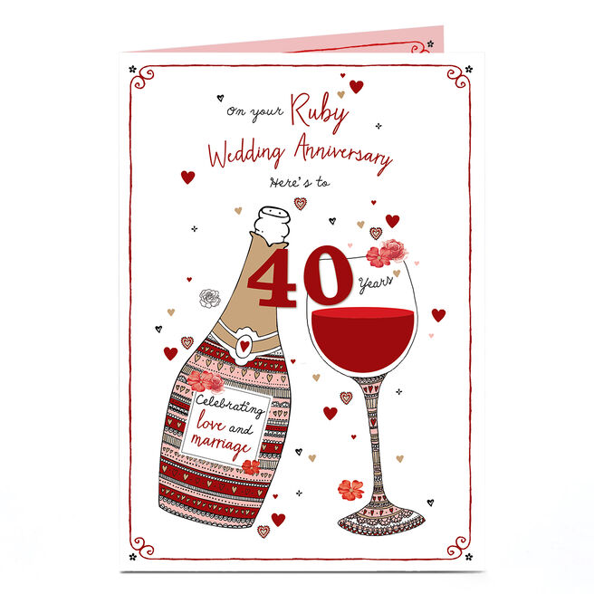 40th Anniversary Card - On Your Ruby Wedding Anniversary