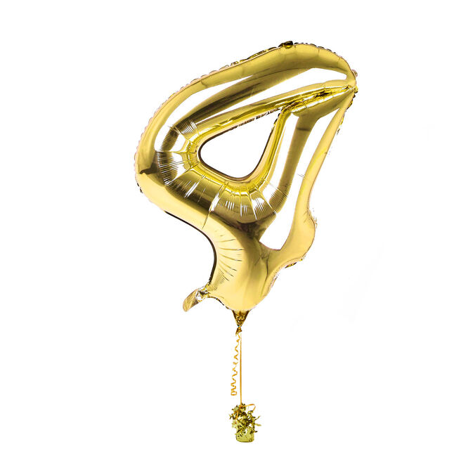 Large Gold Number 4 Inflated Balloon Arrangement 