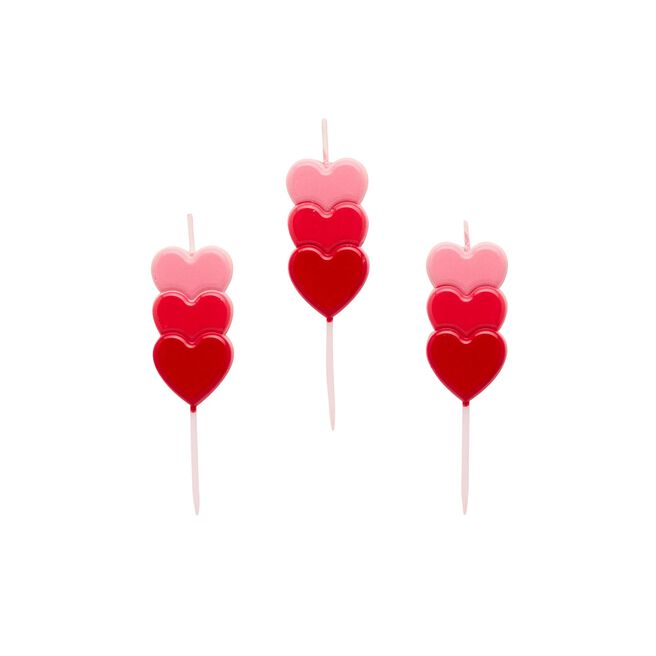 Stacked Heart Cake Candles - Pack of 3