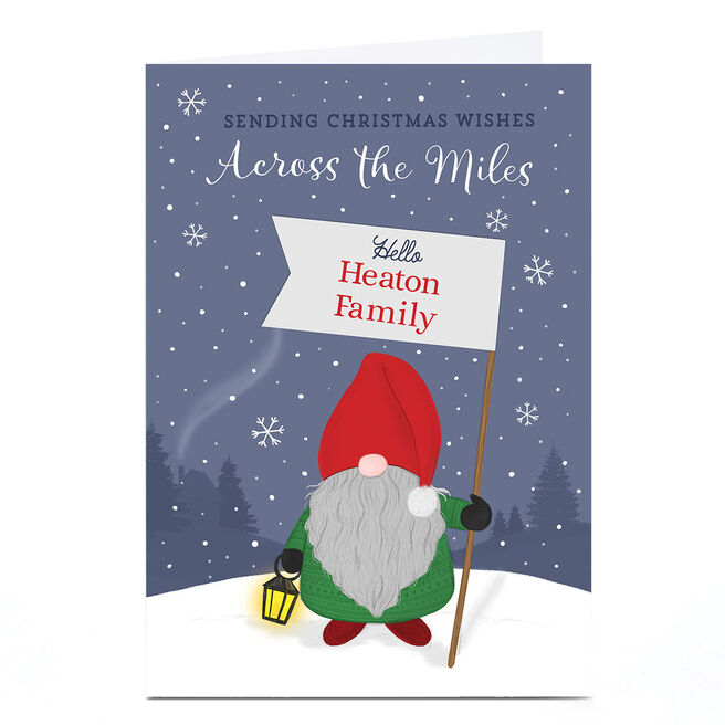 Personalised Christmas Card - Across The Miles Gnome 