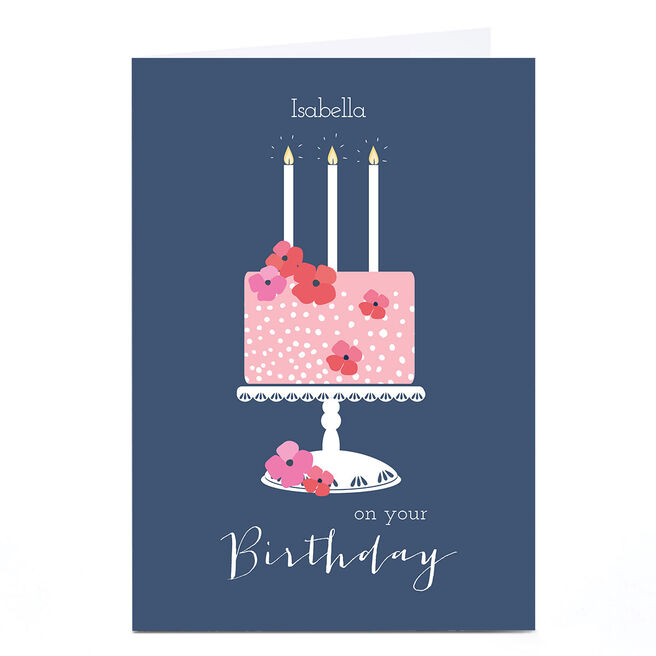 Personalised Klara Hawkins Birthday Card - Pink Cake