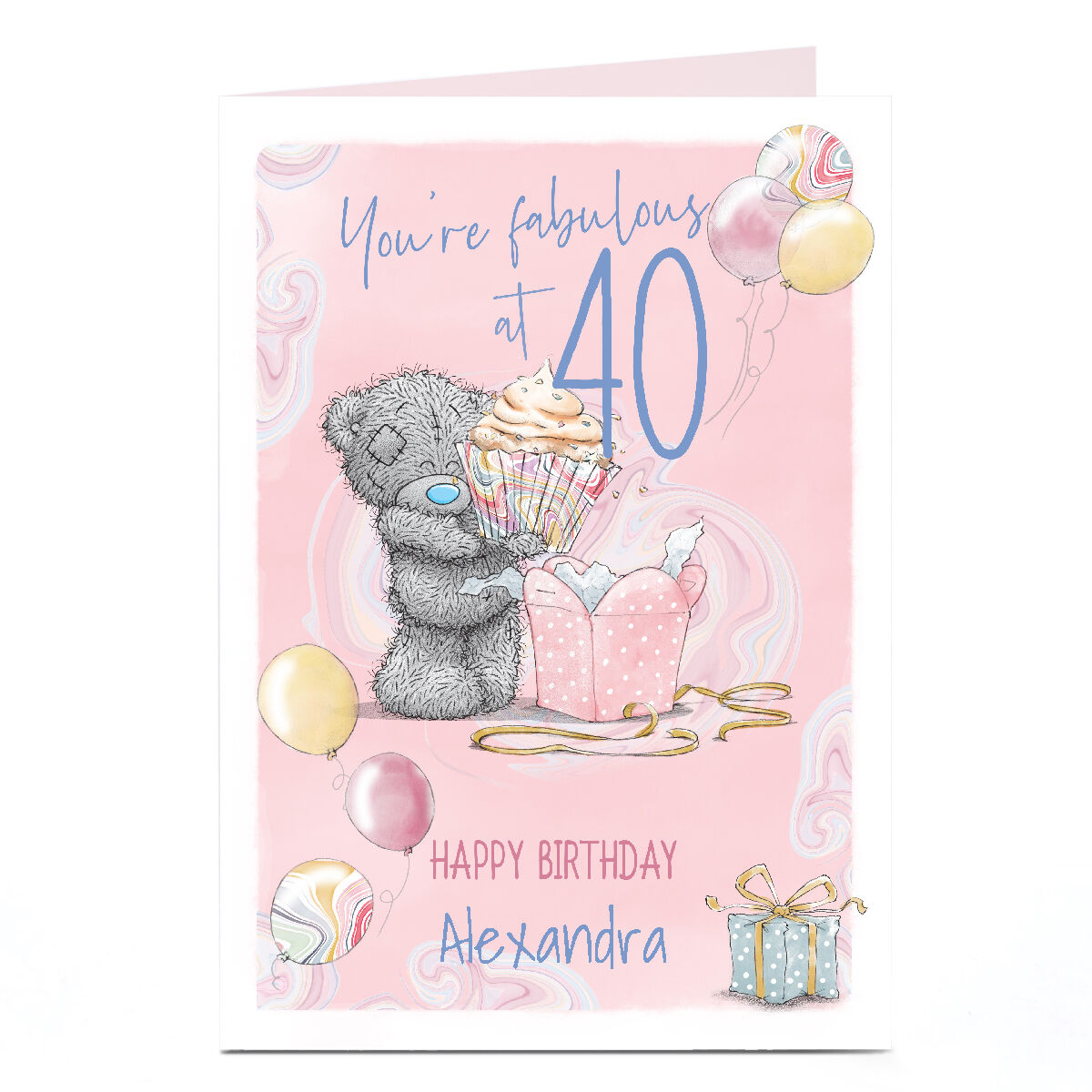 Personalised Tatty Teddy 40th Birthday Card Fabulous at 40