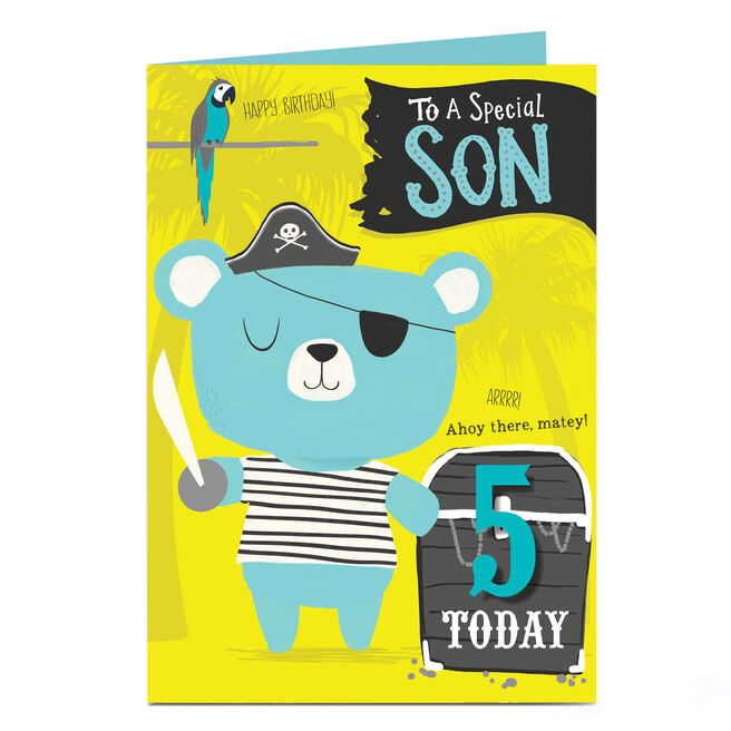 Personalised Editable Age Son Birthday Card - Pirate Bear Son