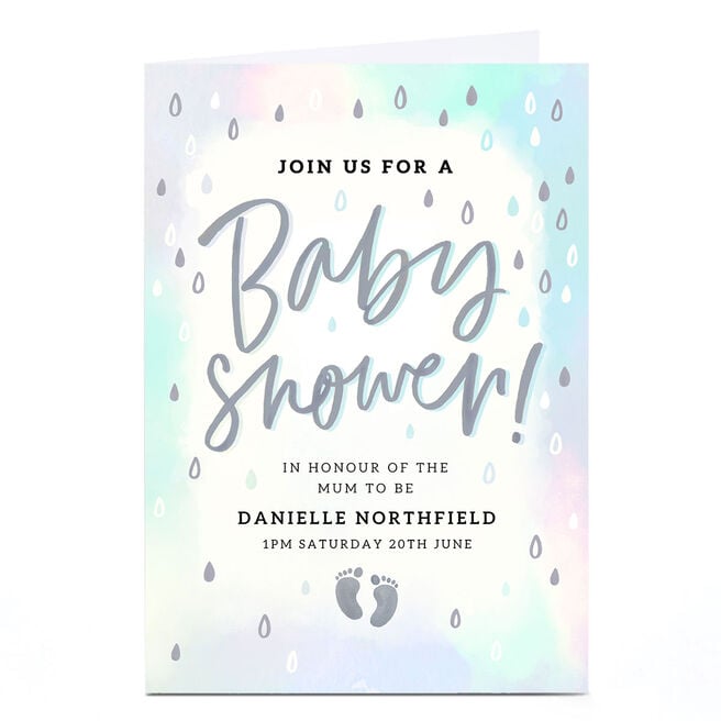Personalised Baby Shower Invitation - Pastel Rain 