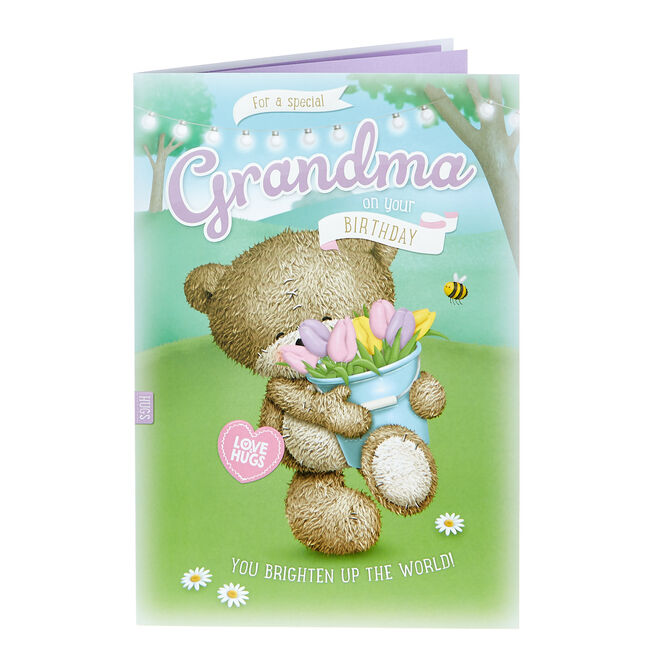 Hugs Bear Birthday Card - For A Special Grandma 