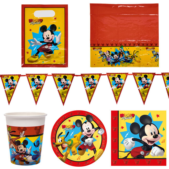 Mickey Rock The House Party Tableware & Decorations Bundle - 16 Guests