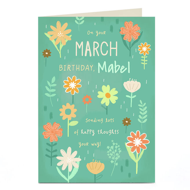 Personalised Birthday Card - March Birthday Happy Thoughts